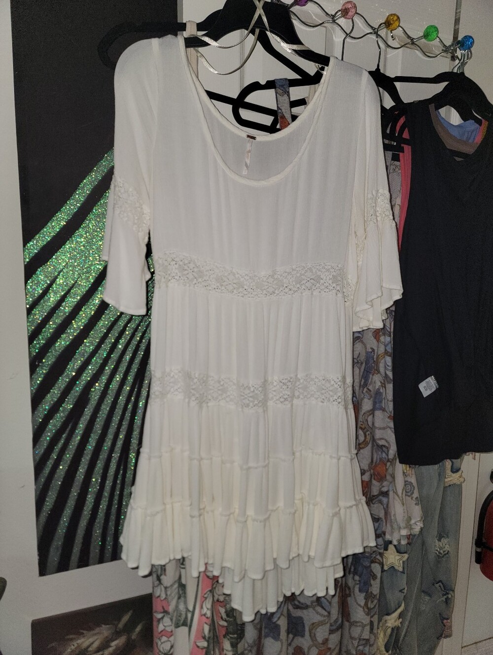 Free People Lace-Tiered Ruffle White Dress